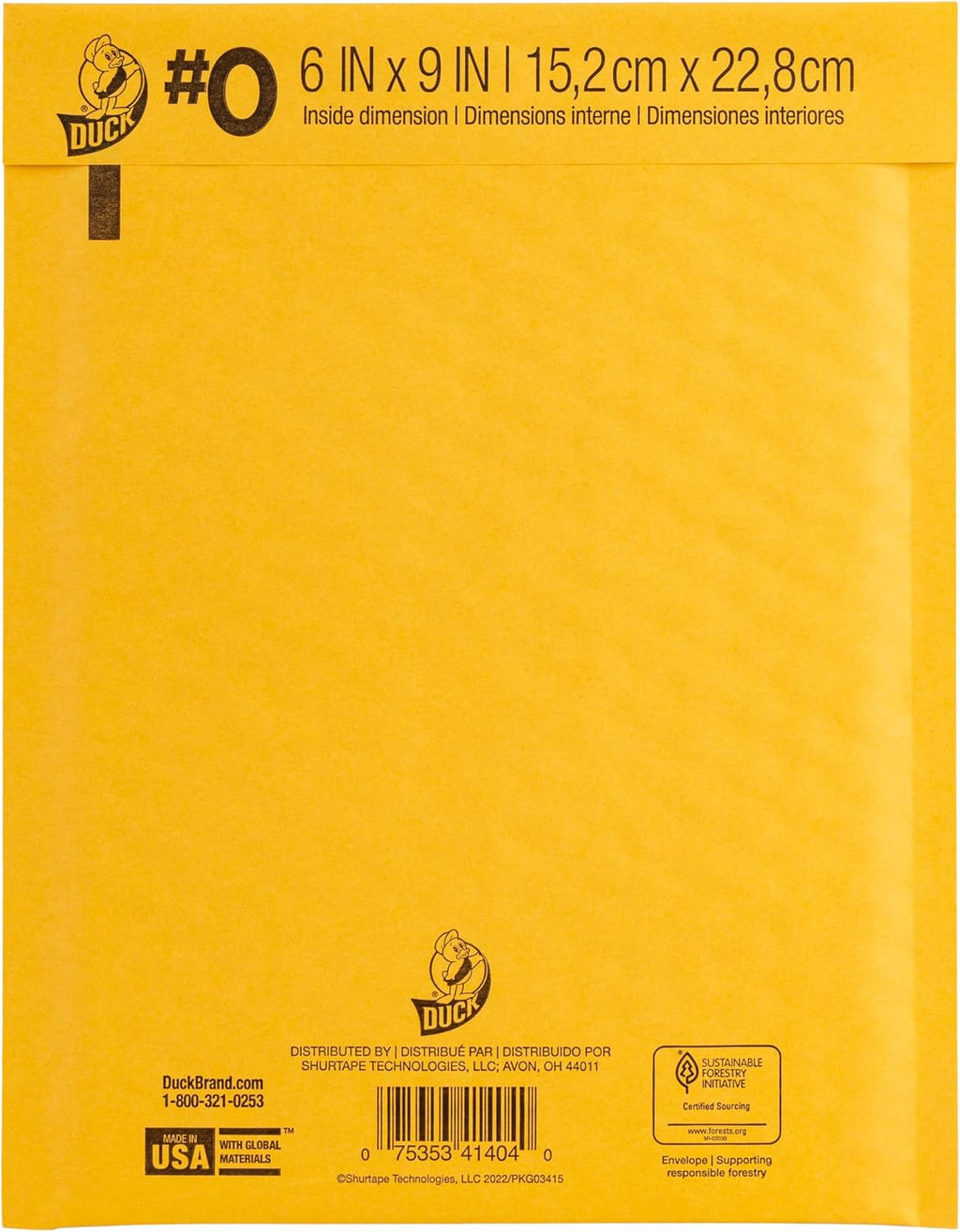 Brand #0 Kraft Bubble Mailer, Manila, 6 inch x 9 inch, 25 Pack