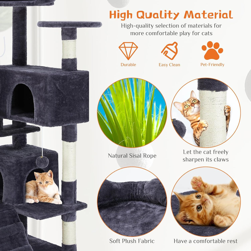 54 Inch Cat Tree Tower with Sisal Scratching Posts