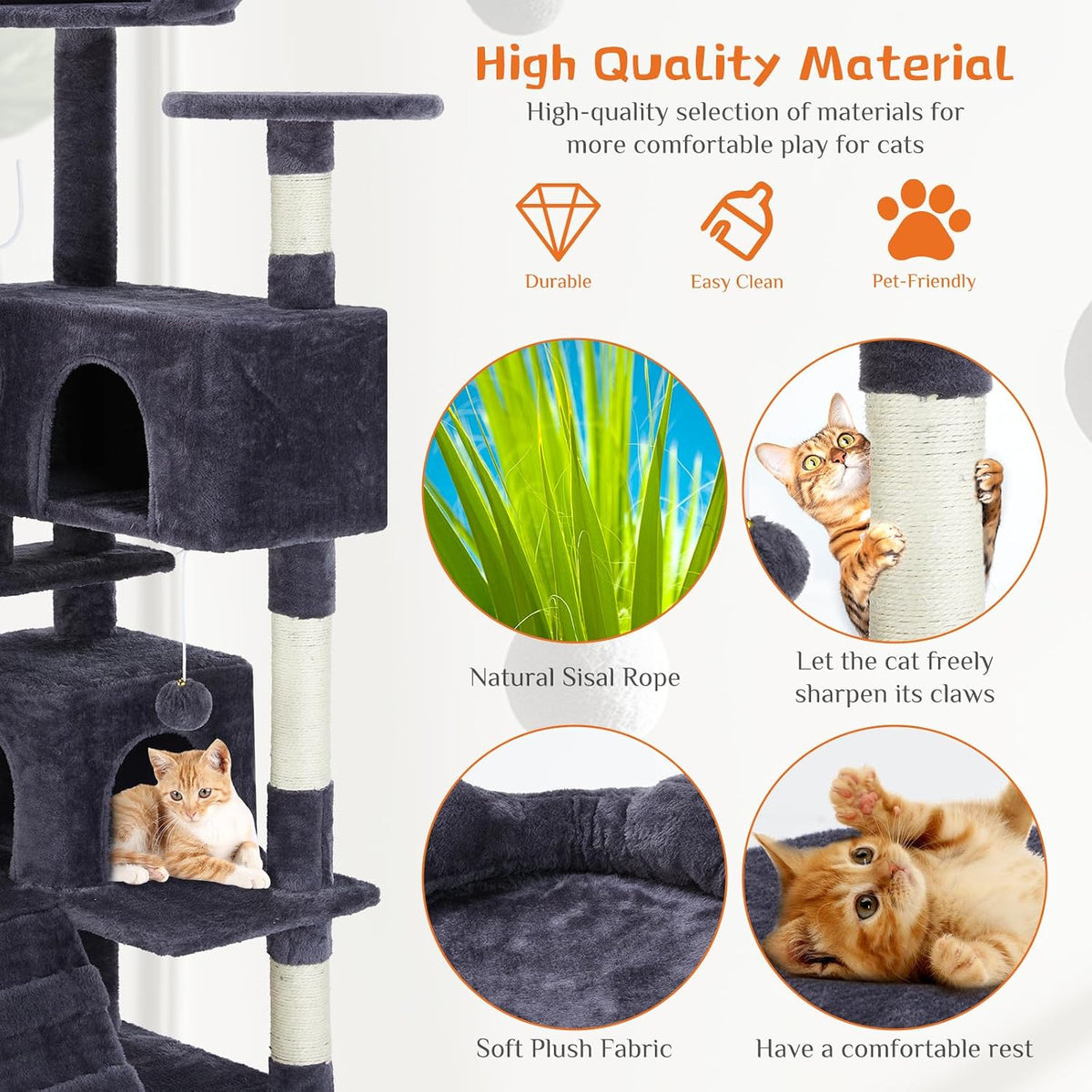 54 Inch Cat Tree Tower with Sisal Scratching Posts