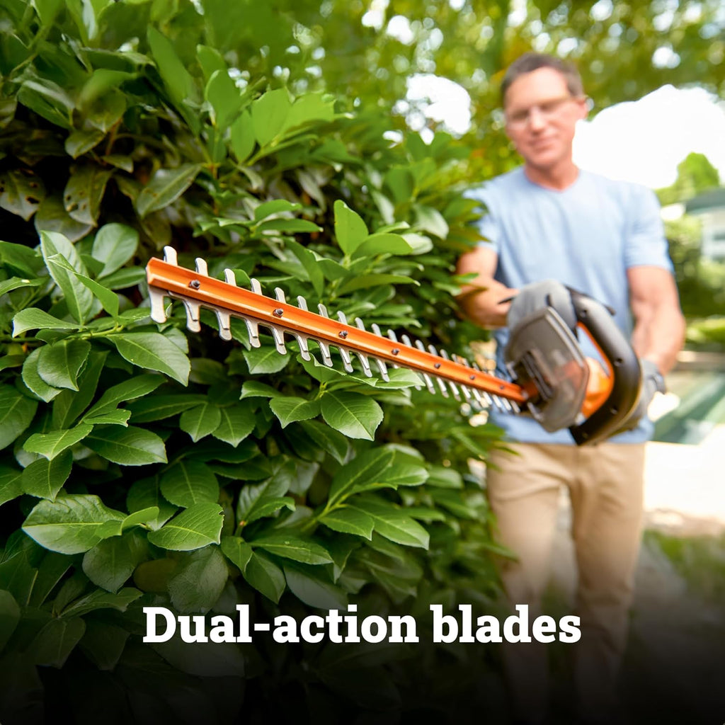 22" Cordless Hedge Trimmer, Electric Hedge Trimmer with Dual-Action Blades, Lightweight Bush Trimmer with 5.5 LBS