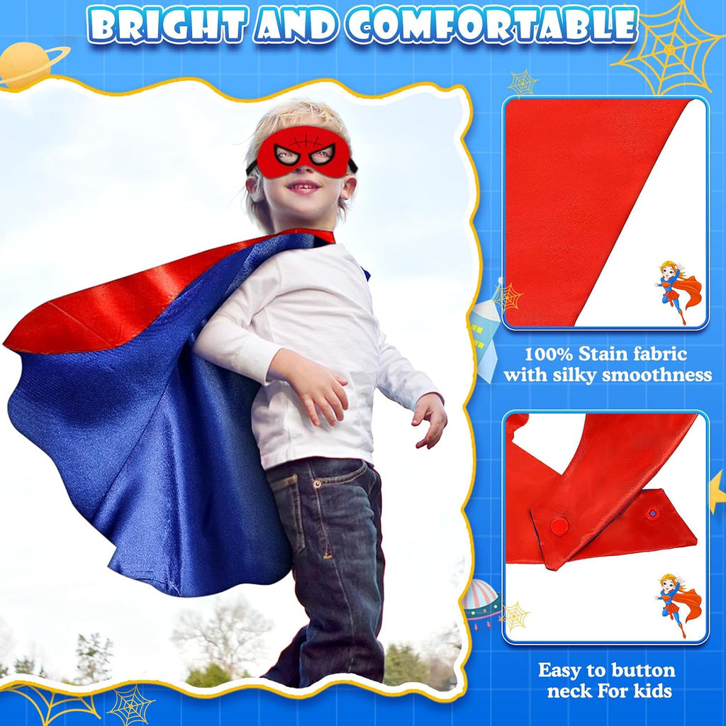 Superhero Capes for Kids,Hero Capes and Masks Fit for 4-12years old boy and girls Dress up and Holiday Costumes.