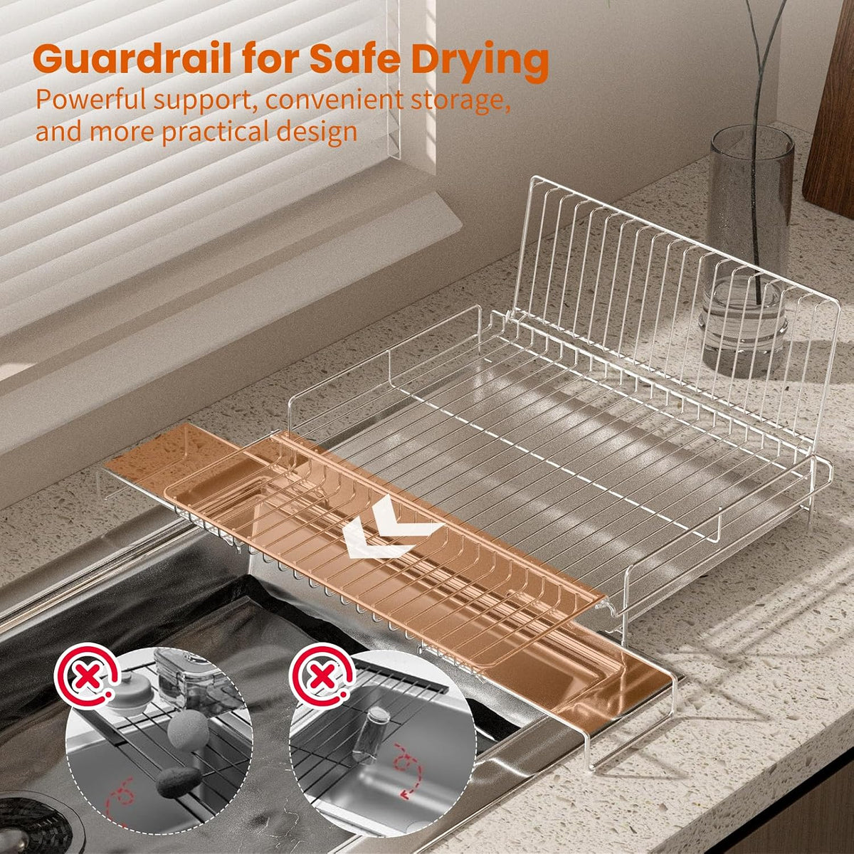 Dish Drying Rack Stainless Steel 304 Expandable Large