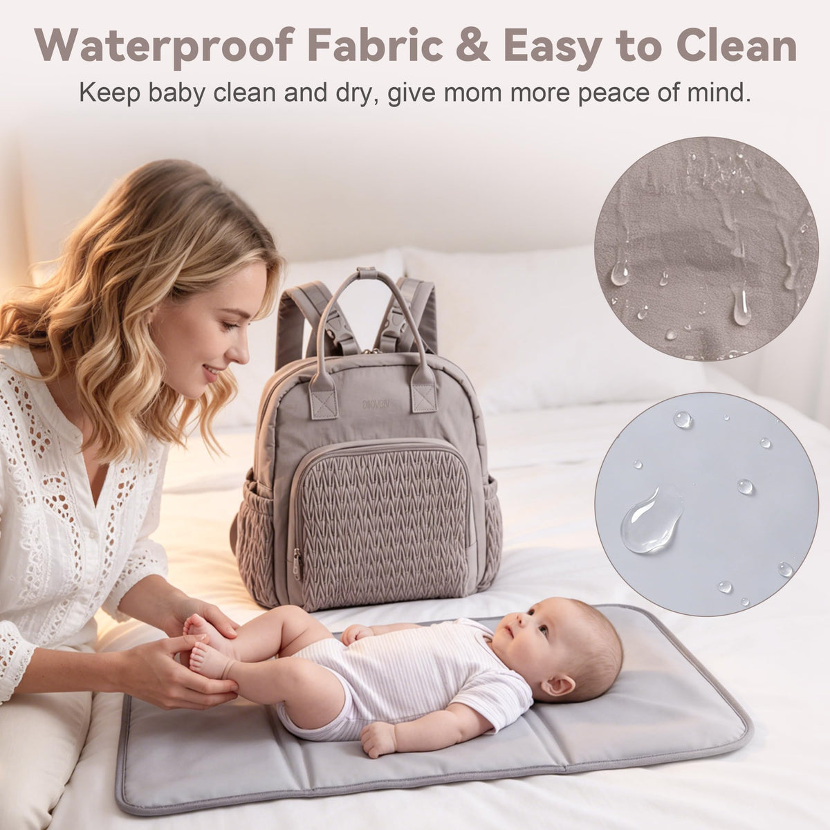 Multi-functional Diaper Bag Backpack with Changing Pad Brown