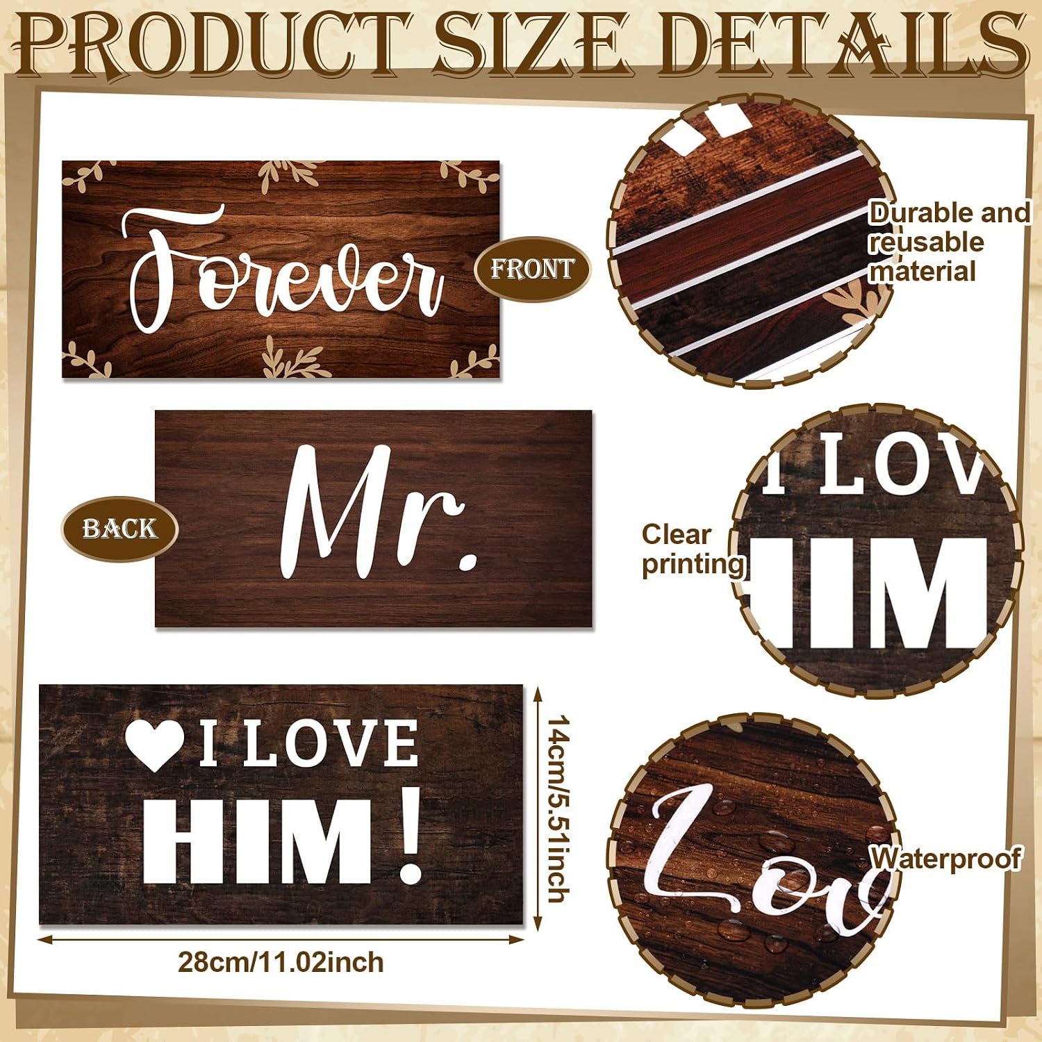 24 Designs Rustic Wedding Photo Booth Props,Double Sided PVC Selfie