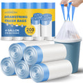 Small Trash Bags 4 Gallon, 200 Count Drawstring Mini Garbage Bags