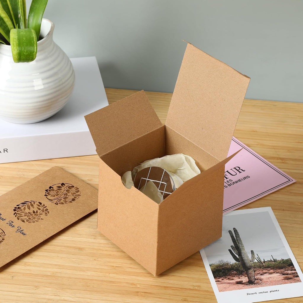 10Pcs Kraft Gift Boxes |6x6x6 Inches Square Boxes with Lids | Medium Gift Boxes Suitable for Party, Wedding
