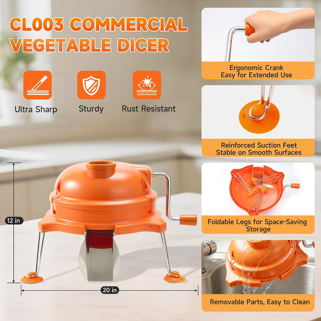CL003 Commercial Vegetable Dicer with 1/4" x 1/4" Food Prep Cutter for Dynamic CL003 Dynacube Manual Tabletop Cuber