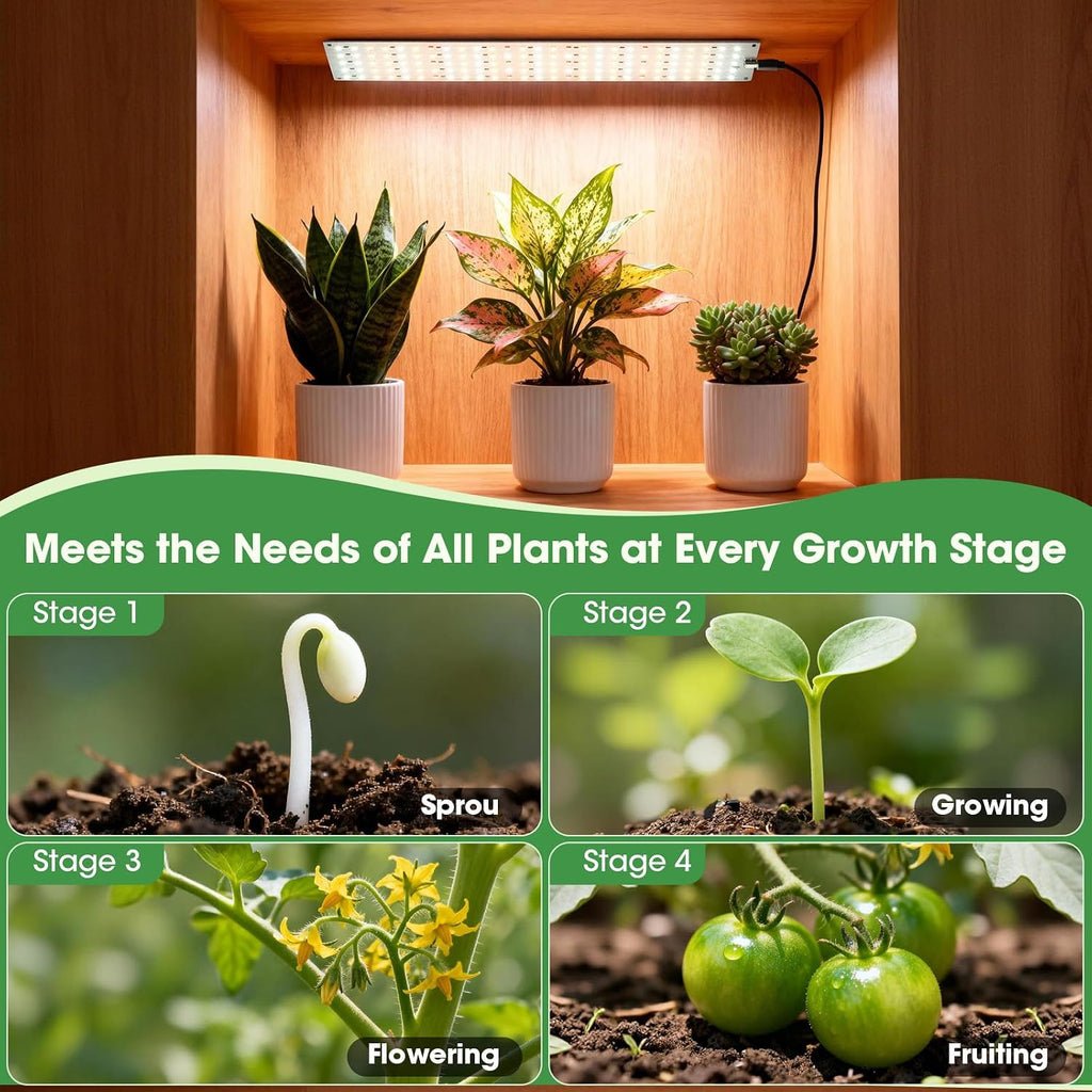 Grow Lights for Indoor Plants, Ultra-Thin Panel, 540LEDs Full Spectrum, 8/12/16H Timer, 10 Dimmable Levels