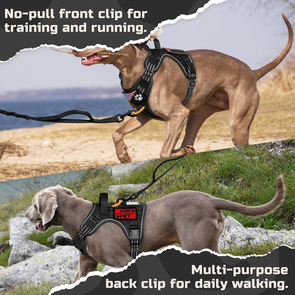 Tactical Dog Harness for Large Dogs, No Pull Military Service Vest with Handle & Molle, Easy Control for Training