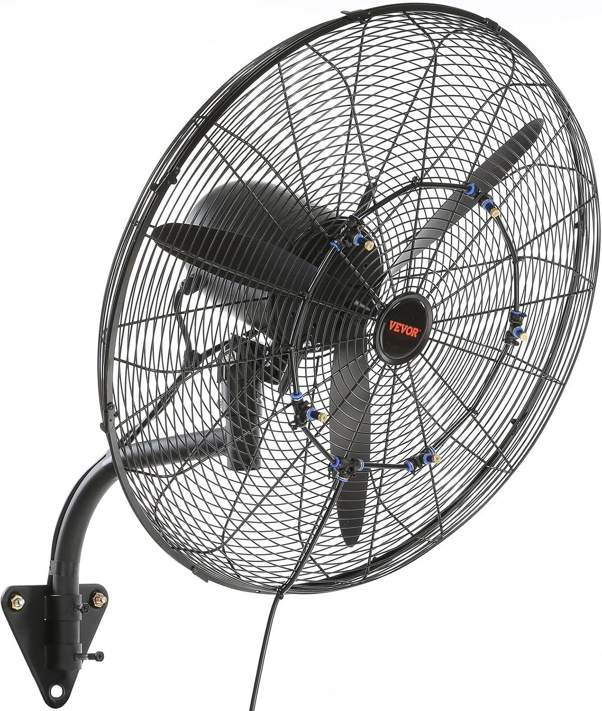 VEVOR 24 Inch 3-Speed 7000 CFM Black Waterproof Wall Mount Oscillating Fan