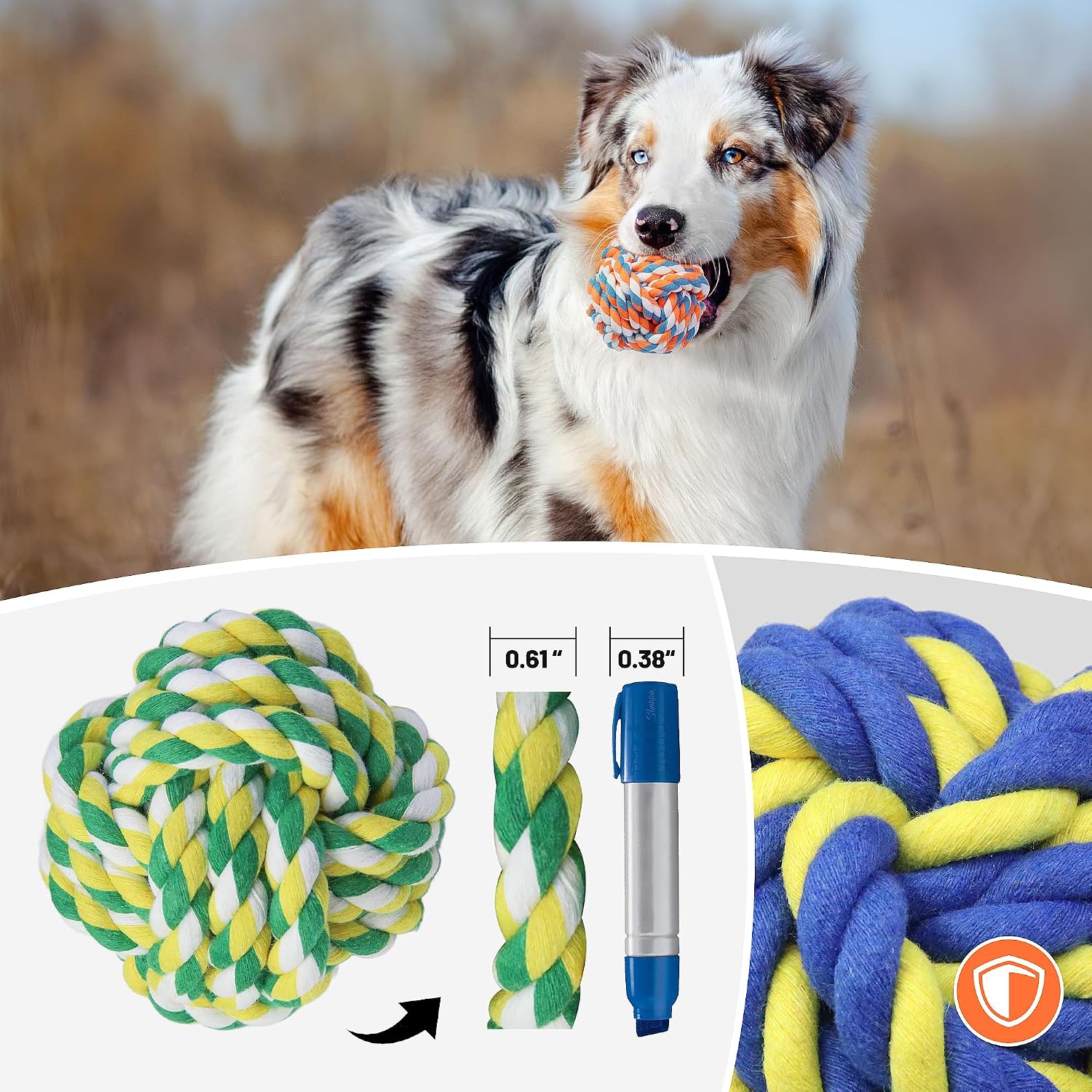 Extra Large Rope Balls for Aggressive Chewers - 5 Pack Chew Toys for Medium Large Breeds, Dental Dog Balls, Puppy