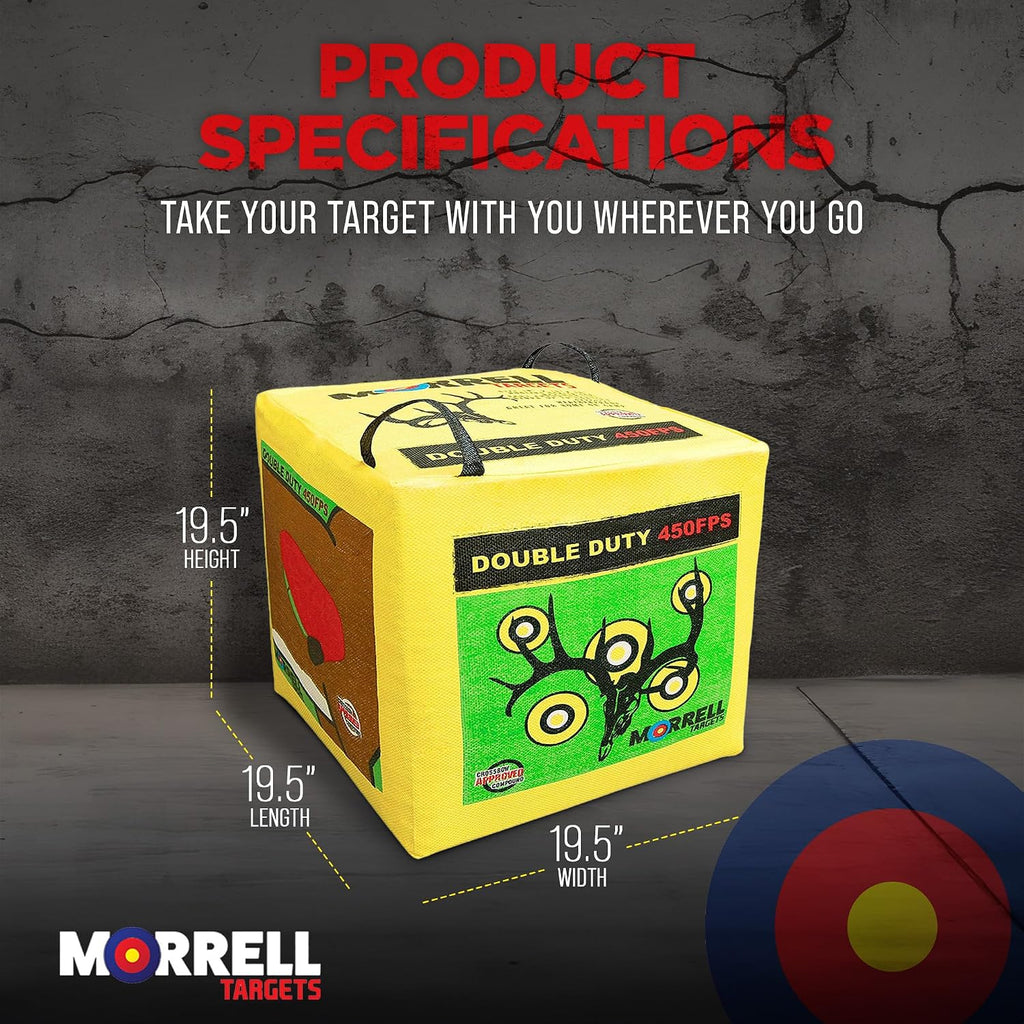 Double Duty 450 FPS Cube Field Point Archery Bag Target, Yellow | Portable Backyard Hunting Practice with Traditional
