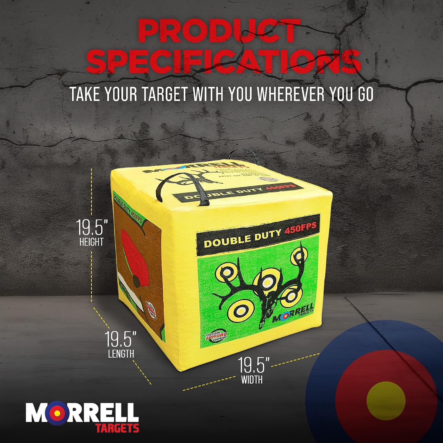 Double Duty 450 FPS Cube Field Point Archery Bag Target, Yellow | Portable Backyard Hunting Practice with Traditional