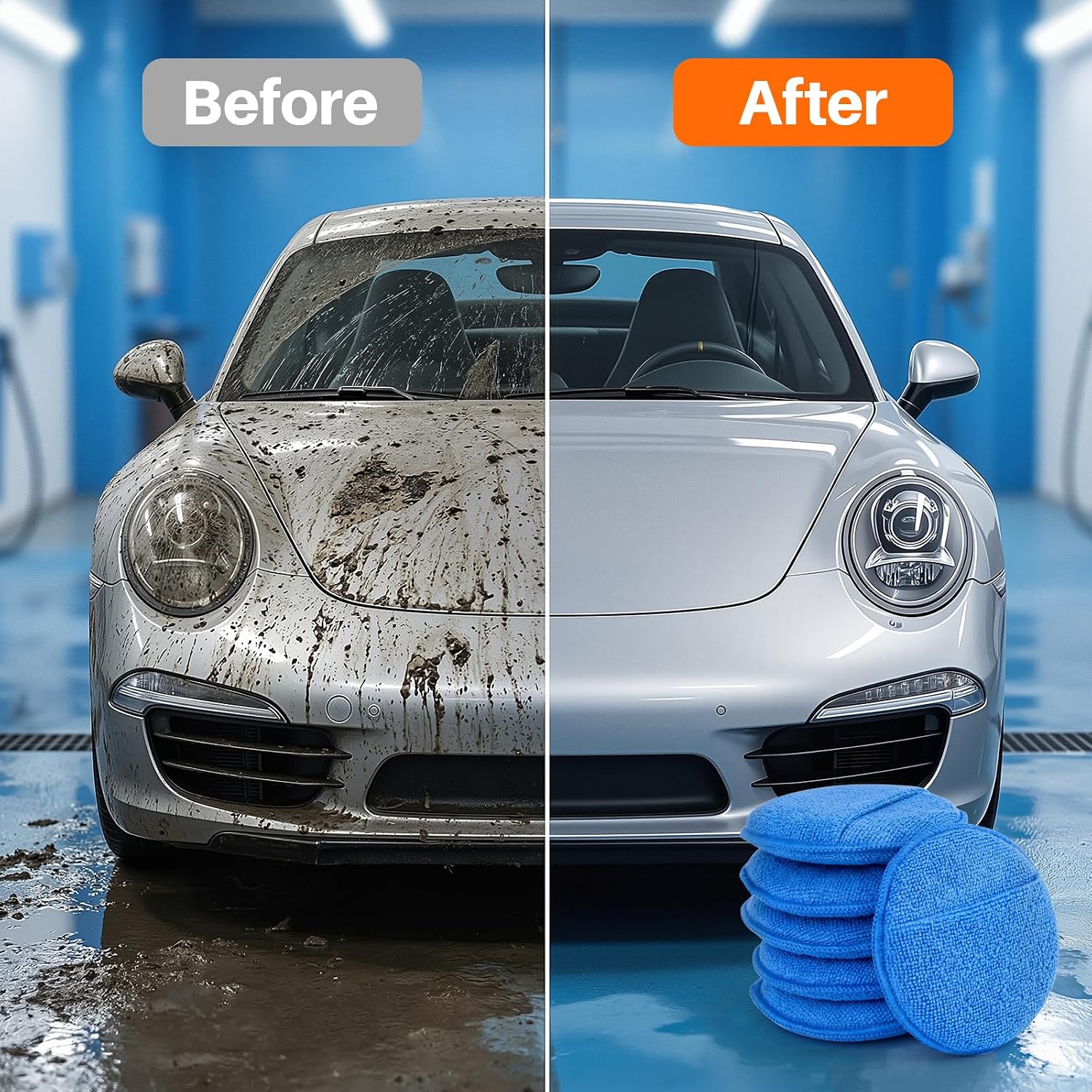 Microfiber Wax Applicator Pads, Car Wax Applicator with Finger Pocket, Buffing & Detail Polishing Foam Pads for Car