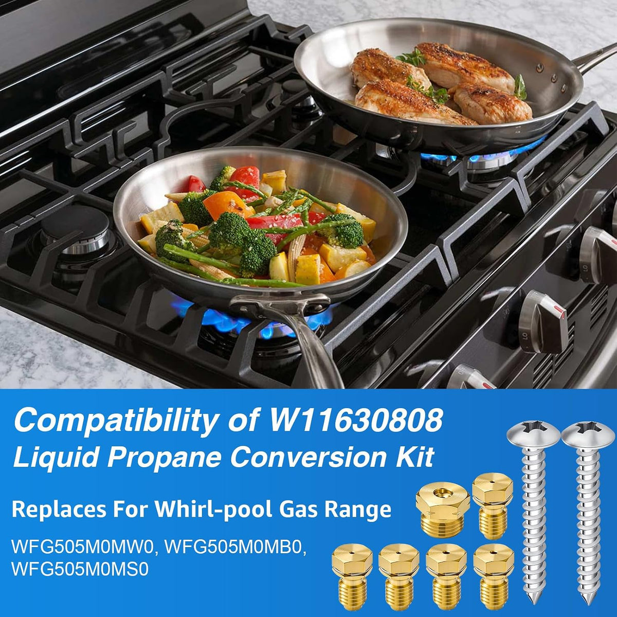 8PCS W11630808 Range Conversion Kit W11517377 for Whirlpool Gas/Oven Range