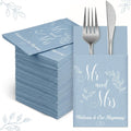100 Pcs Linen Feel Napkins Disposable, Blue Mr and Mrs