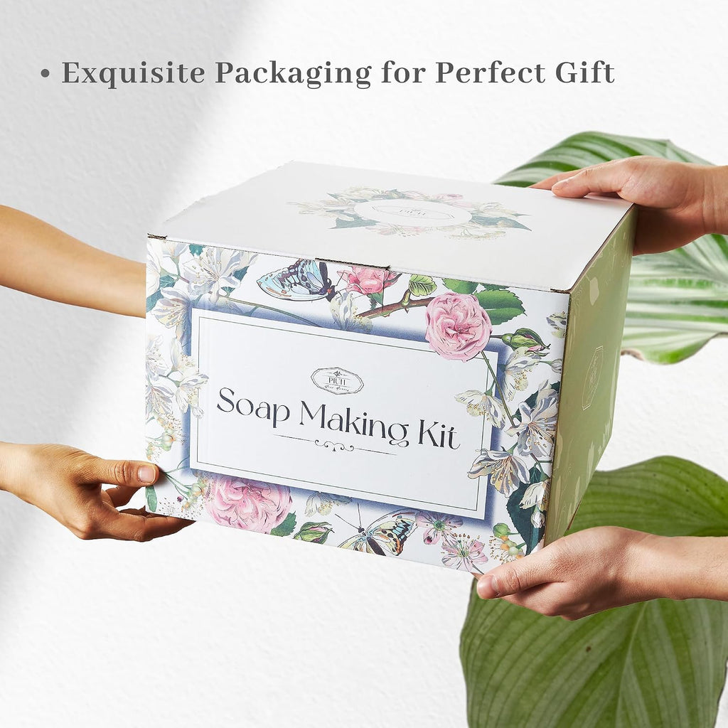 Soap Making Kit with Soap Melter for Adults Begineer | 2lbs Soap Base, Silicone Molds & Scraper, Calendula,4