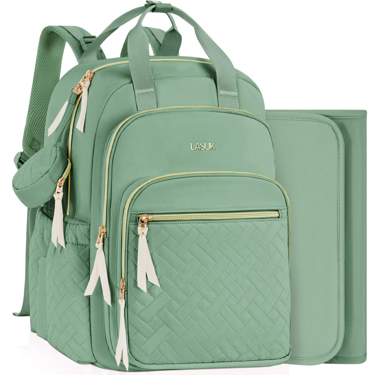 Diaper Bag Backpack with Changing Pad for Mom & Dad,Large,Green
