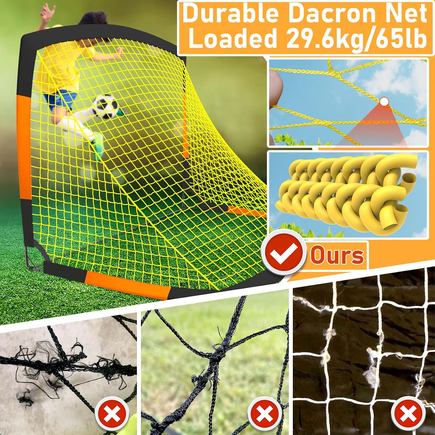 Kids Backyard Soccer Goals 7x5 & 5x3.6 FT, Portable Outdoor Play | For Kids Ages 6-14 Backyard Play, Weatherproof Net