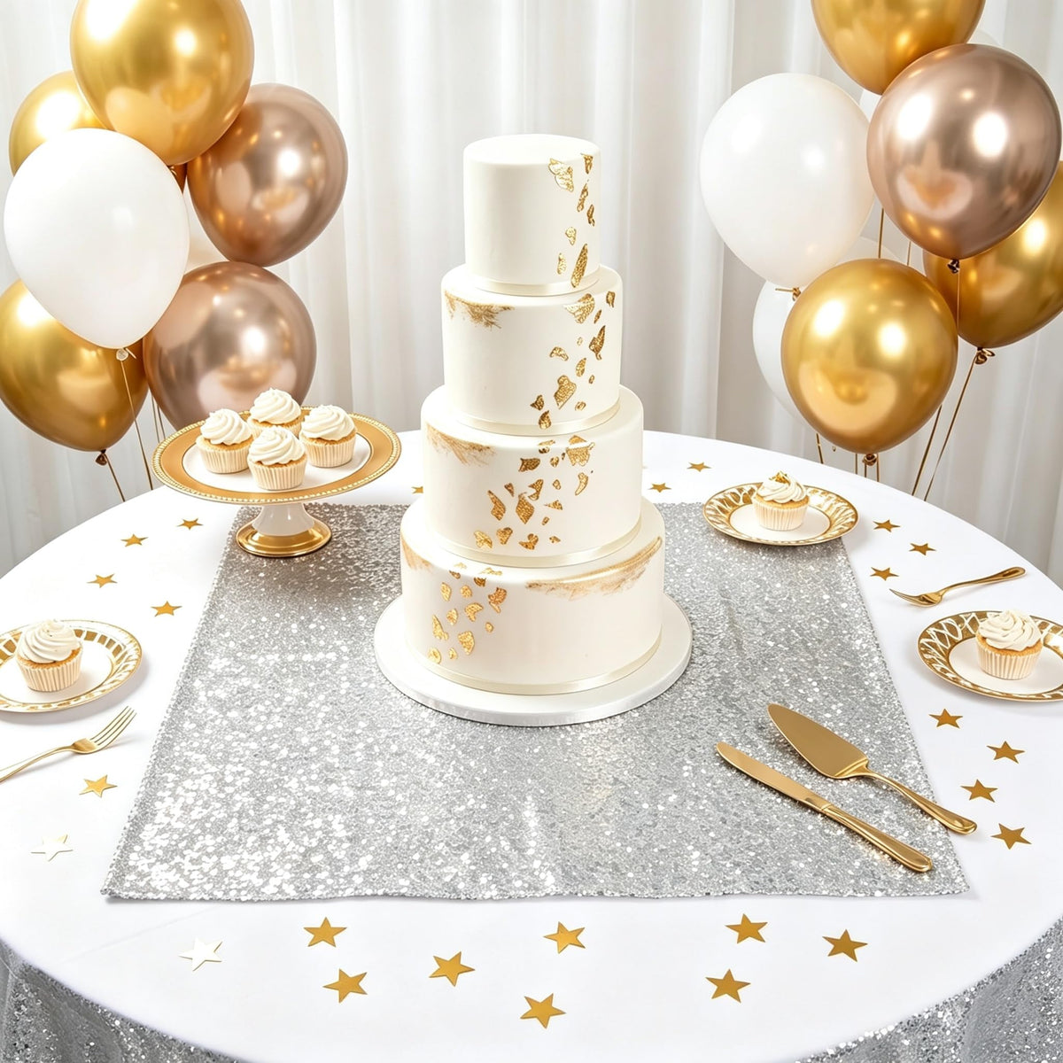 Silver Sequin Tablecloth 36x36 Small Table Cloth Wedding Party