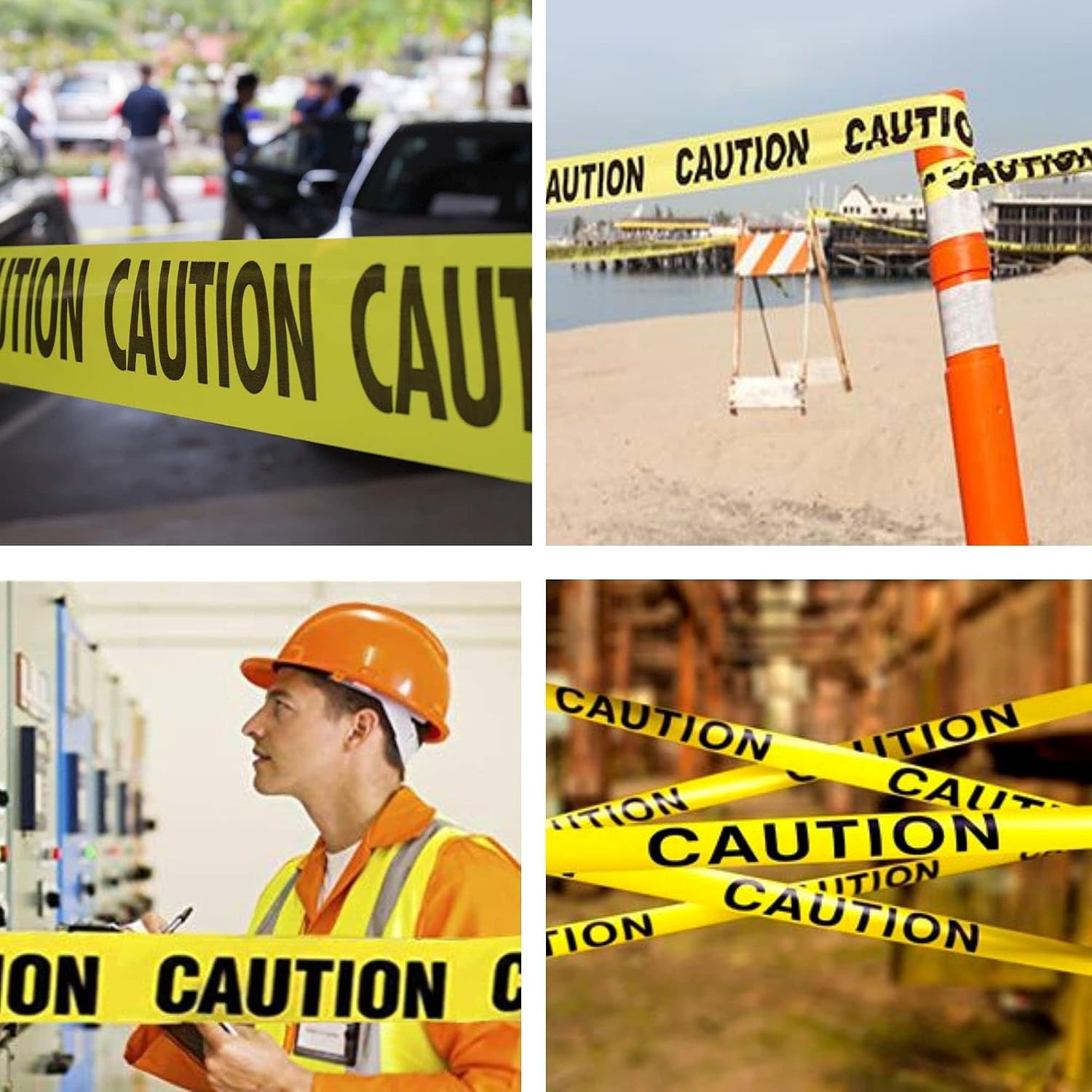 High-Visibility Yellow Barricade Caution Tape 2-Pack Safety Roll Set 3" x 1000Ft Tear-Resistant Non-Adhesive Strip