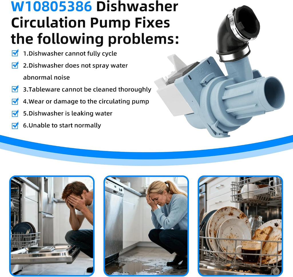 W11612326 W11521435 W10805386 Dishwasher Drain Pump Replacement for Whirlpool Kenmore Amana WDF520PADM7 WDF520PADM9 WDF330PAHS3 WDP540HAMZ0 WDT540HAMZ0 W10879262 AP7193729 PS16744934