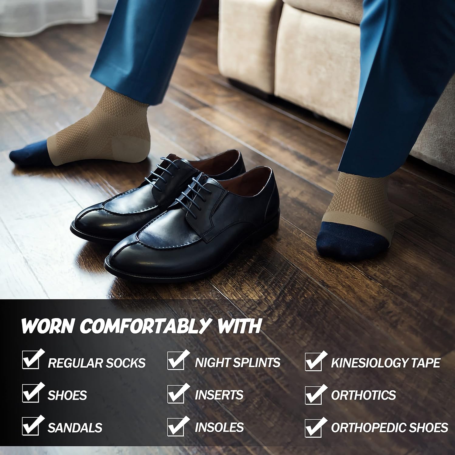 Compression Socks for Women & Men Open Toe (1 Pair) - Best Ankle Compression Sleeve for Swelling, Achilles