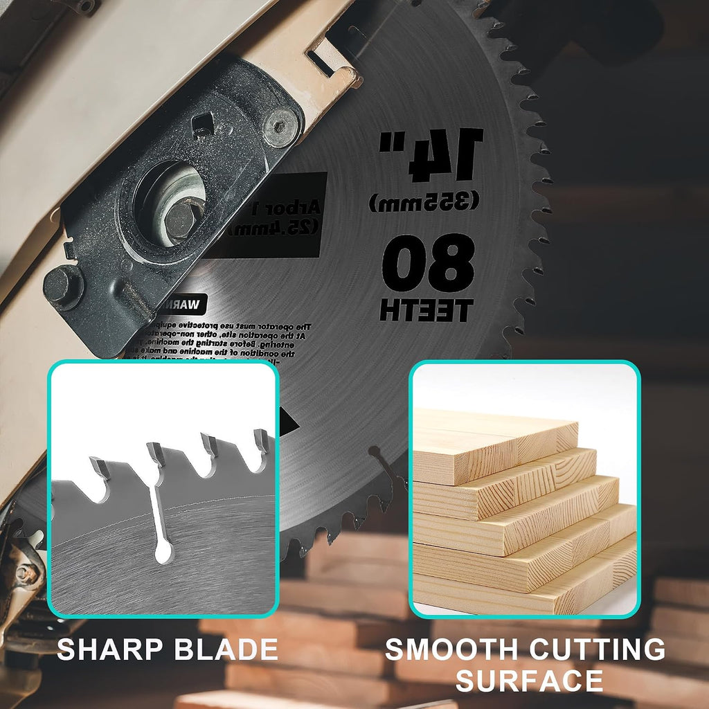 12-Inch 80T Miter Saw Blade, 1" Arbor | Carbide Tipped, ATB Smooth Crosscuts, Hardwood/Softwood/MDF/Plywood, for