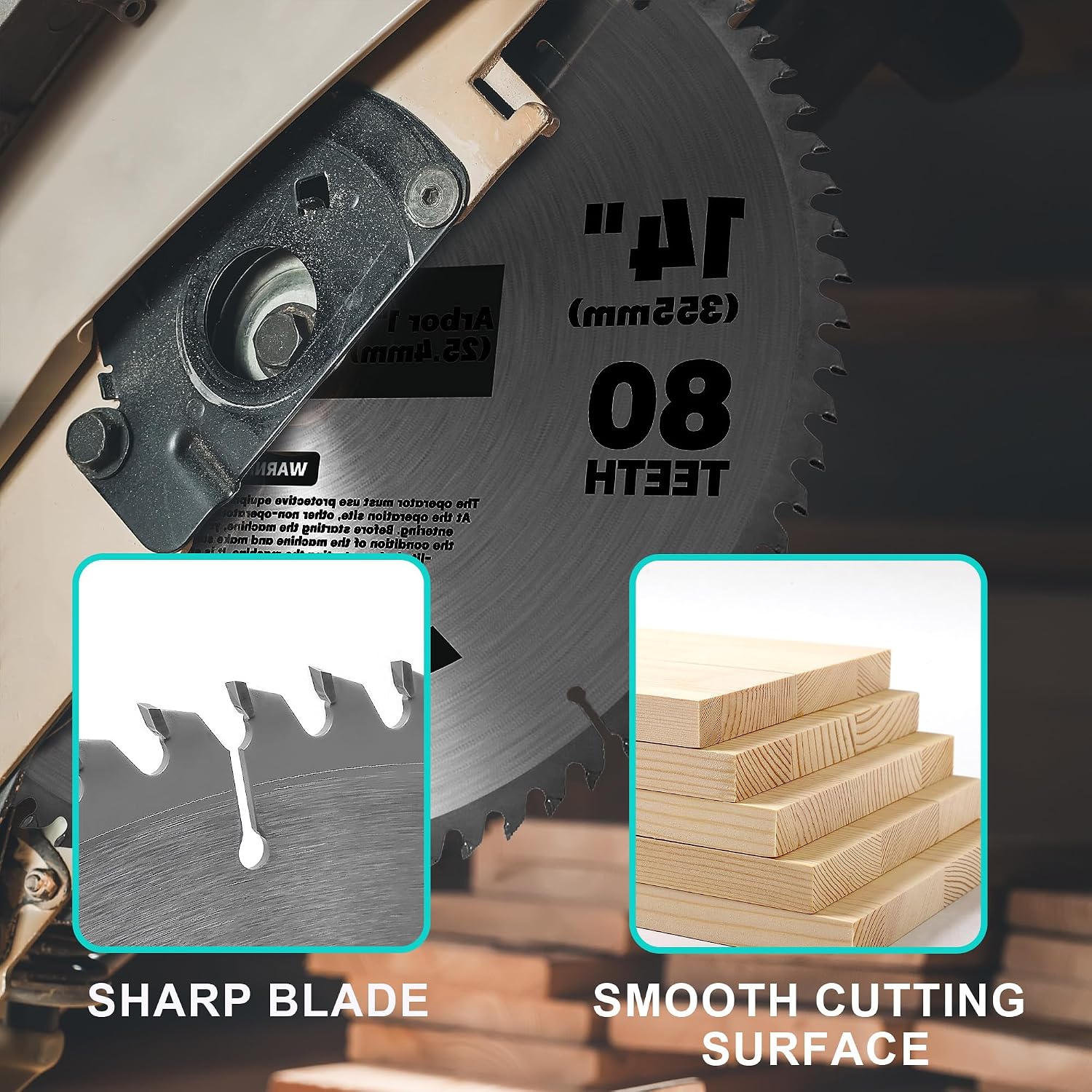 12-Inch 80T Miter Saw Blade, 1" Arbor | Carbide Tipped, ATB Smooth Crosscuts, Hardwood/Softwood/MDF/Plywood, for
