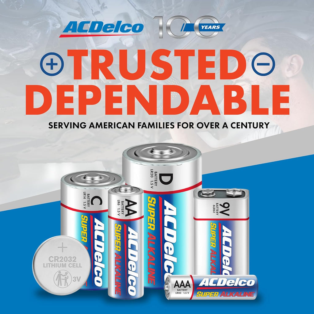ACDelco 24-Count 9V Batteries, Maximum Power Super Alkaline Battery for Home and Office, 7-Year Shelf Life