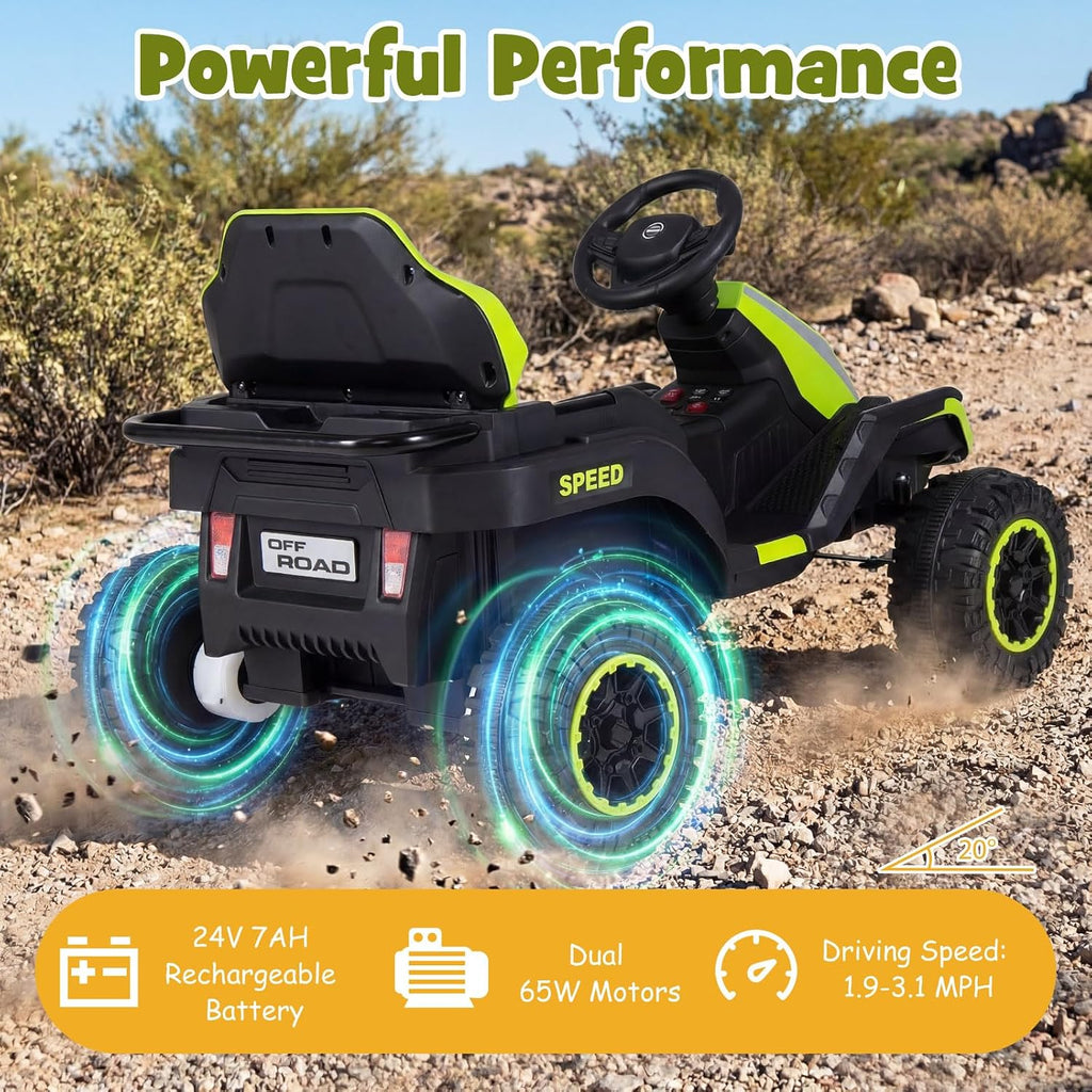 Ride on Tractor with Detachable Trailer, 24V Ride on Toys for Big Kids, Electric Vehicle with Parent Remote, 20°