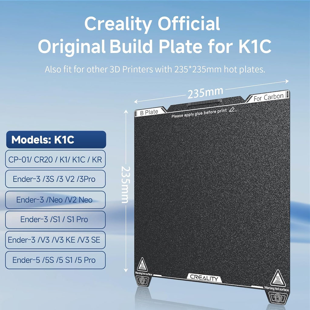 Official Creality K1C Build Plate 235x235mm Textured PEI Sheet with Nozzle Cleaner Flexible Spring Steel Magnetic