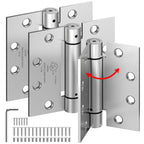 3-Pack 4.5 Inch Self Closing Door Hinges with Square Corners,Brushed Nickel