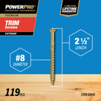 Trim Screws, #8 x 2-1/2in, 131 Pieces, Bronze