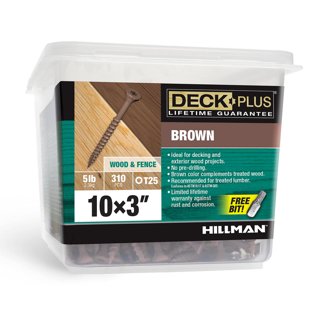 Deck Screws #10 x 3in, 310 Pieces,5 Lb Box, Brown