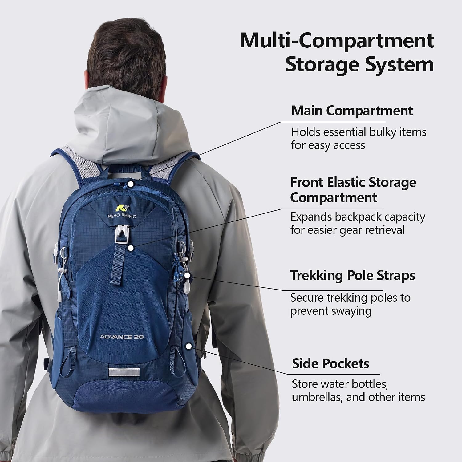 20L Small Hiking Backpack with Rain Cover | Internal Frame, Ventilated Back Panel, Water-Resistant, Short-Distance