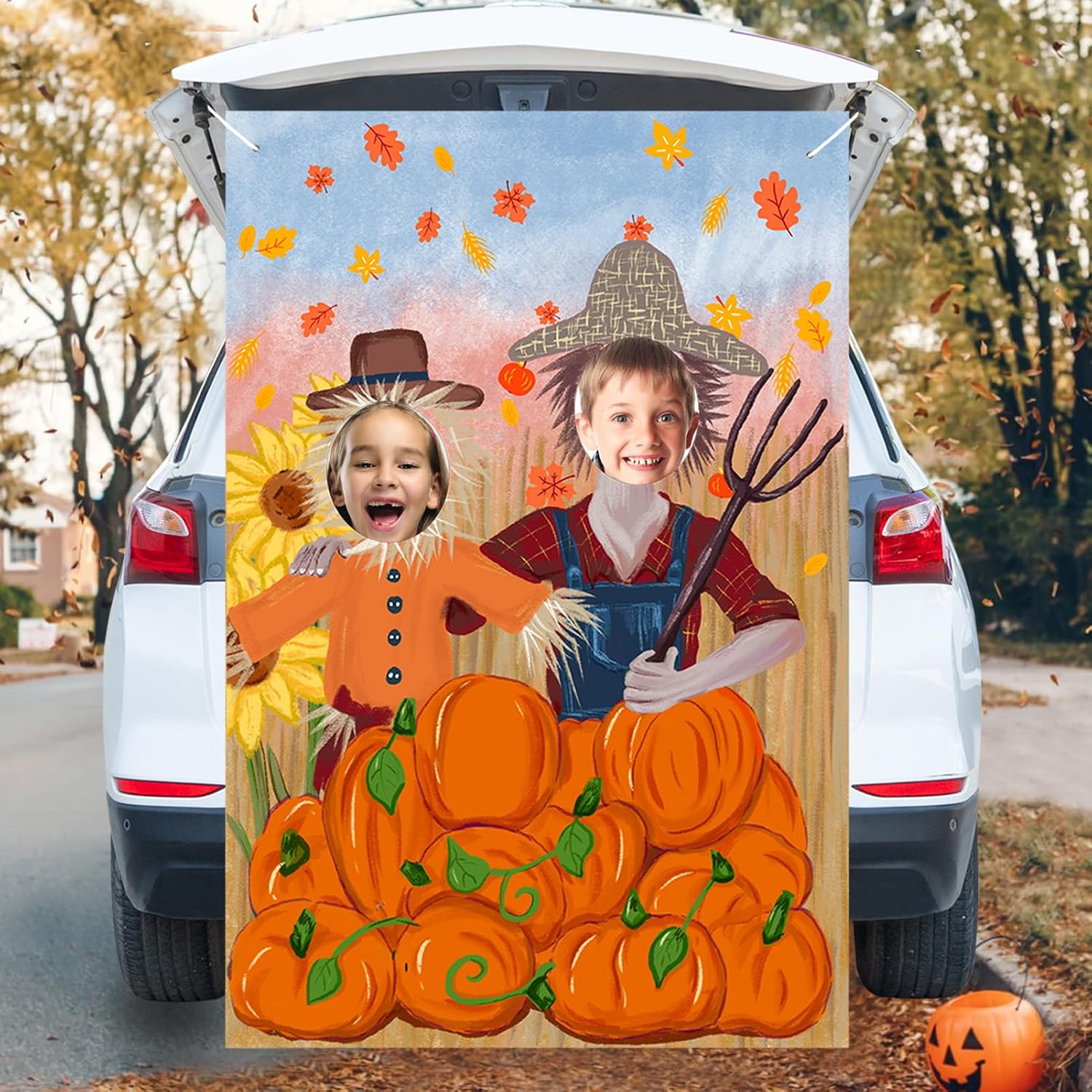 Thanksgiving Photography Backdrop Pumpkin Photo Background Fall Harvest Decor Autumn Events Photo Props Scarecrow
