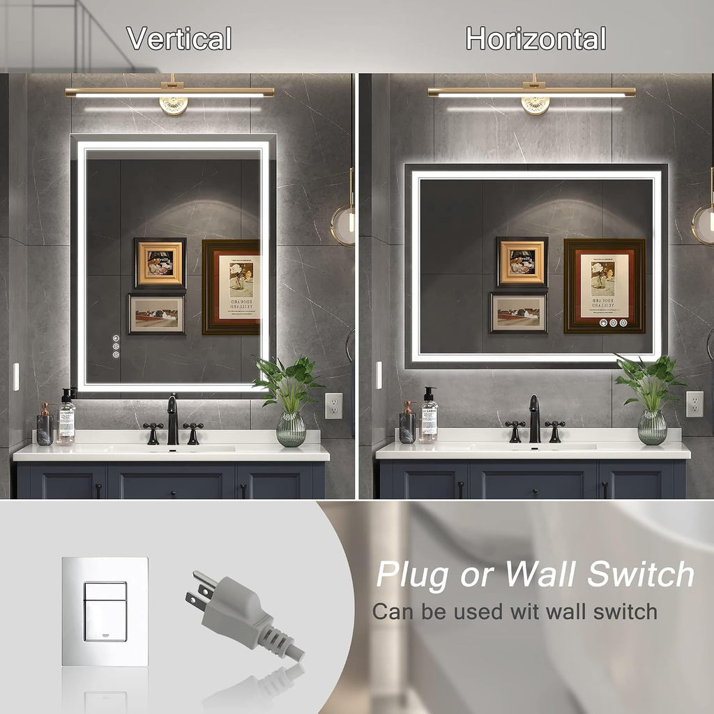 28" x 36" Led Mirror for Bathroom with Front Light and Backlit, Bathroom Mirror with Led Lights, Vanity Mirror with