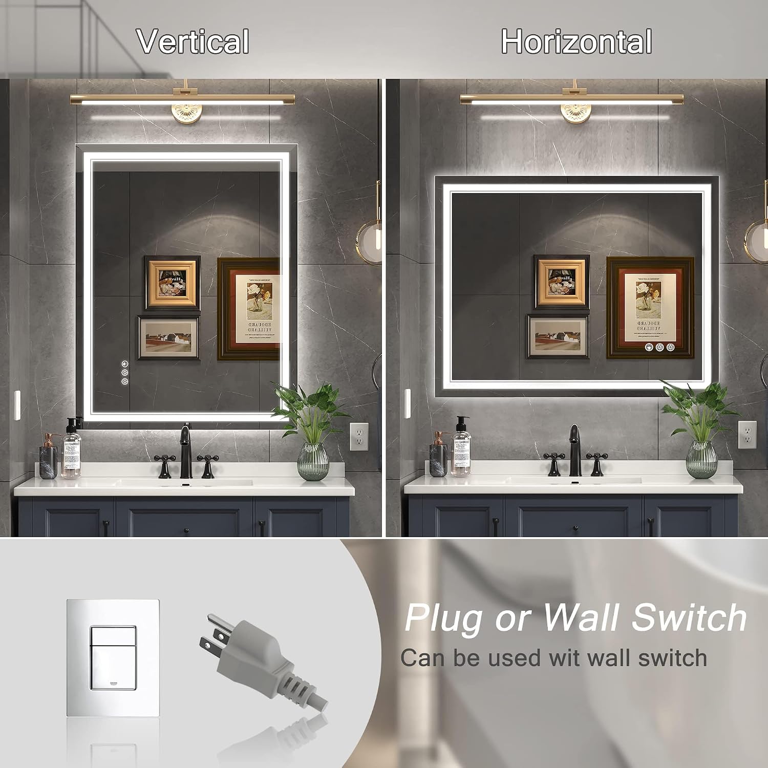 28" x 36" Led Mirror for Bathroom with Front Light and Backlit, Bathroom Mirror with Led Lights, Vanity Mirror with