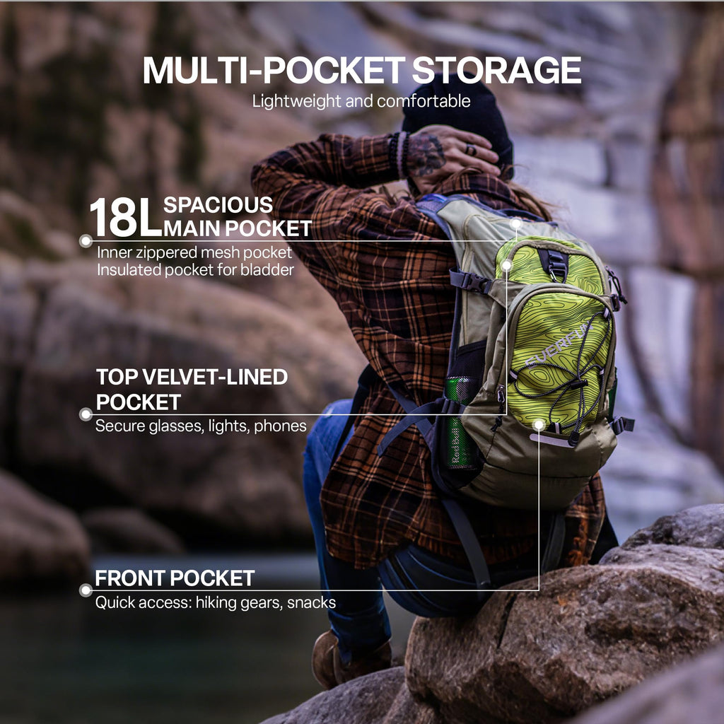 18L Hiking Hydration Backpack with 3L Water Bladder and Rain Cover
