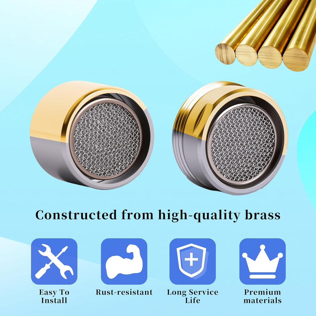 Kitchen Faucet Aerator Replacement, Anti-Splash with Multi-Size Wrench, 10 Pack M24 (15/16") & 2 Pack M22 (55/64")