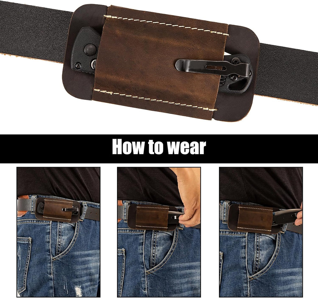 Knife Sheath,Leather Knife Sheath for Belt,Horizontal Carry Pocket Knife Holder,EDC Belt Organizer,Handmade Compact