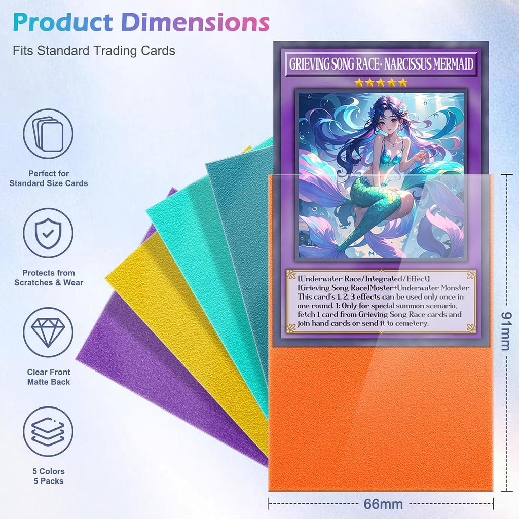 500 Count Card Sleeves Toploaders for Trading Cards, 5 Colors Soft Baseball Card Sleeve for Standard Cards, Fit for