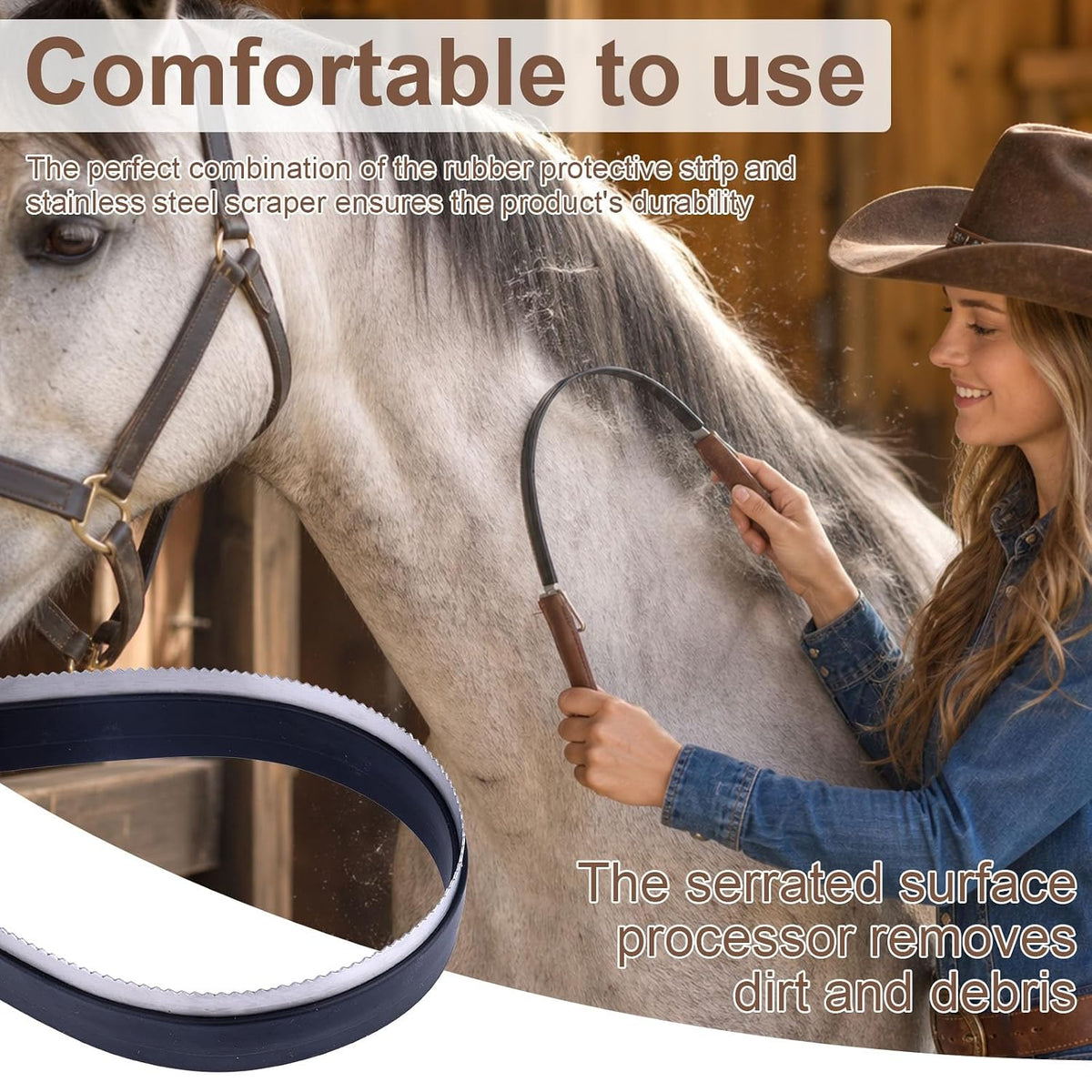 Horse Shedding Brush, Dual Sided Stainless Steel Grooming Tool