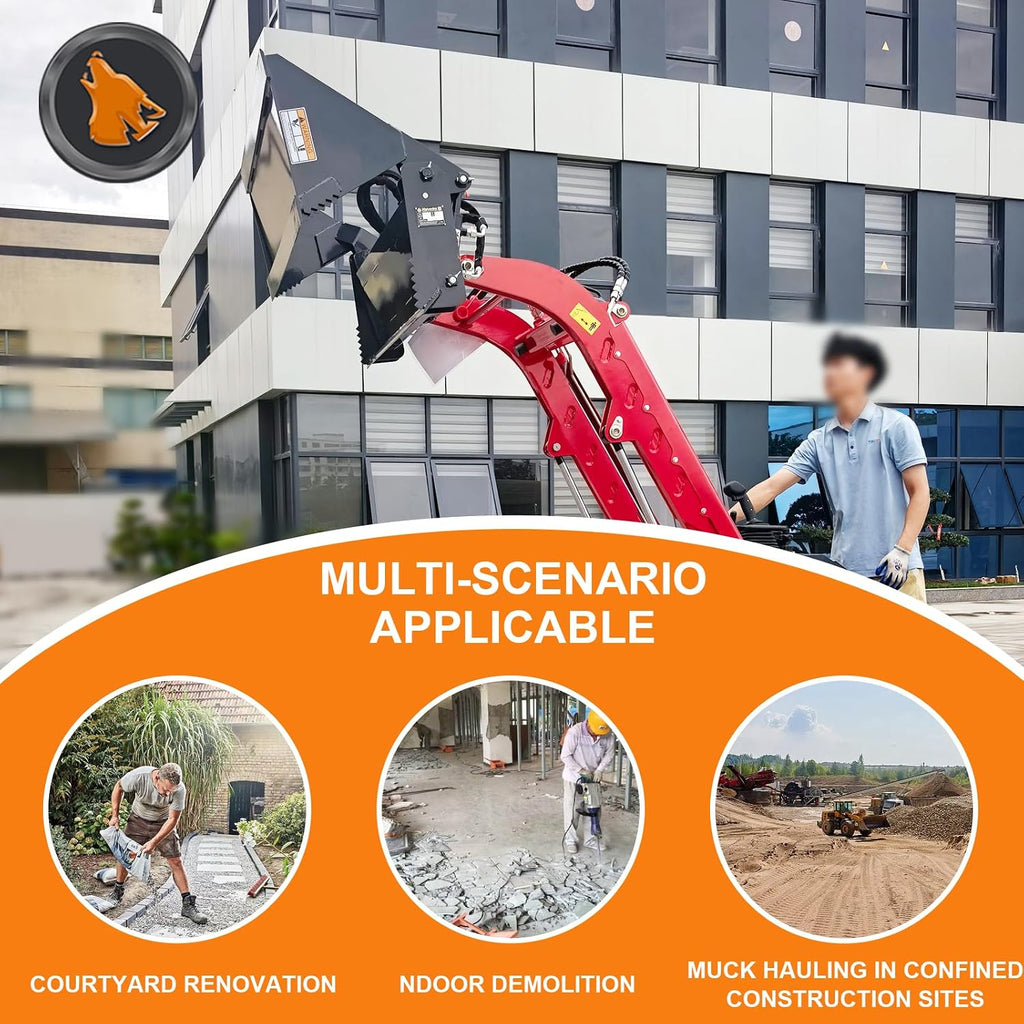Mini skid steer loader 4-in-1 combination bucket attachment, width 51.5"