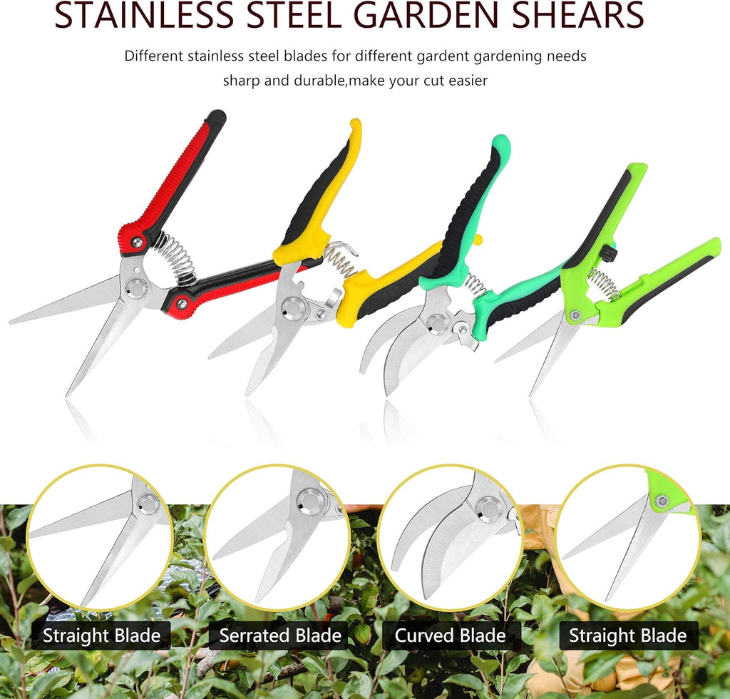 5‑Piece Garden Pruning Shears Set with Gloves & Storage Bag – Stainless Steel Trimming Scissors for Flowers, Herbs &