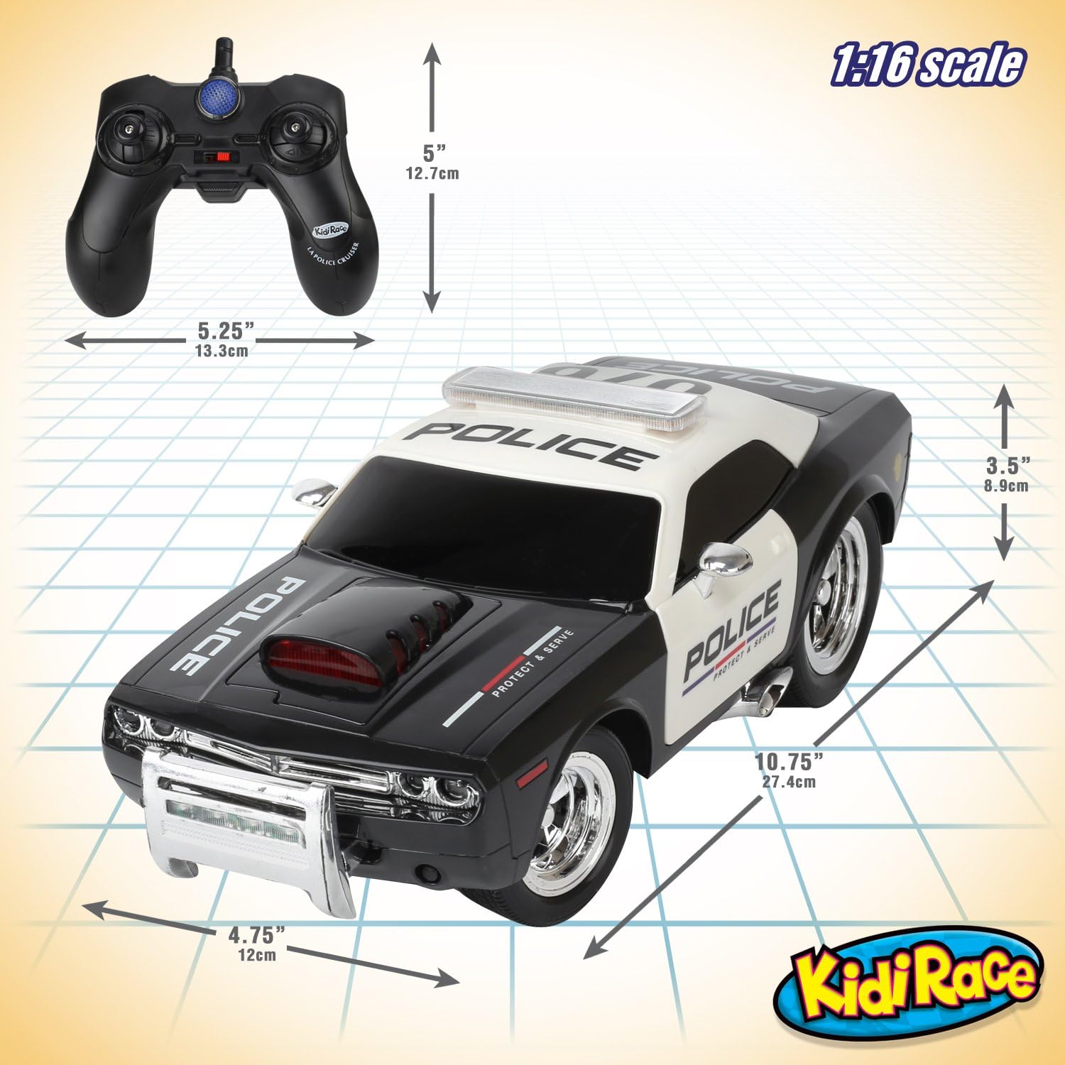 Rechargeable Police Car Remote Control Toy for Kids, Hobby Rc Cars Toys, Lights & Siren, Birthday Gift Ideas for Boy