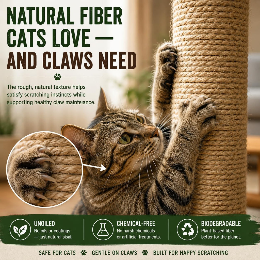 Sisal Rope for Cat Scratching Post 6mm (1/4 Inch) x 100FT Twine
