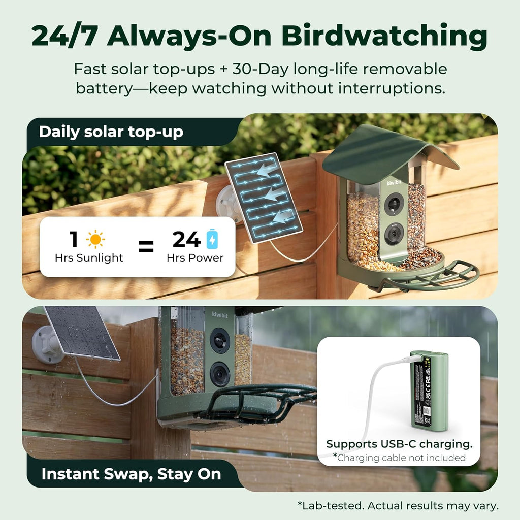 Bird Feeder with Camera 4K, Solar Powered, 8MP Photos, Smart AI ID