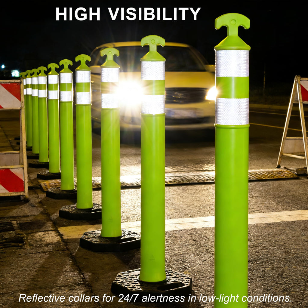 6 Pack 42" Traffic Delineator Post Cones with Rubber Base